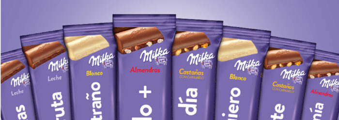 Chocolates Milka con mensaje digitalizado