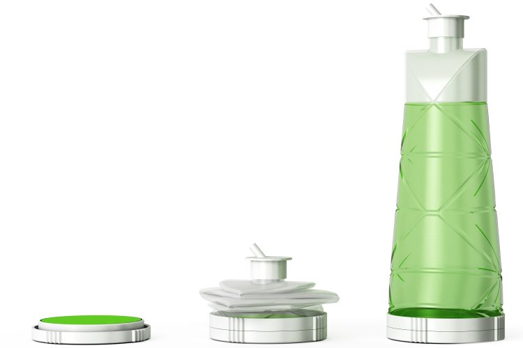 La empresa DiFOLD lanzó esta botella reutilizable con diseño plegable y plano, inspirada en la técnica del origami.