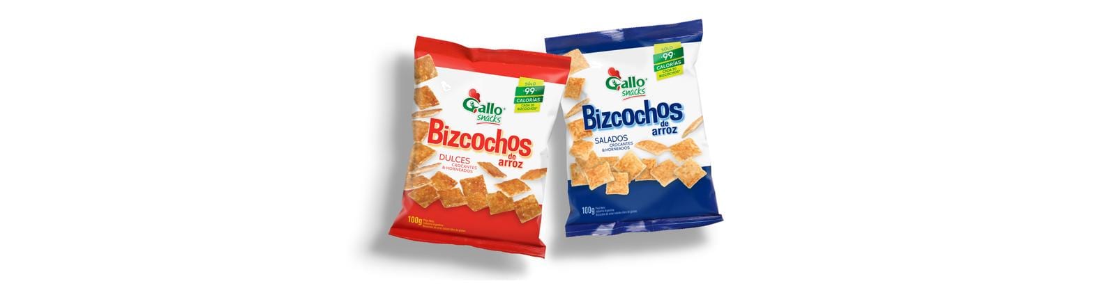 Packaging colorido de Gallo Snacks