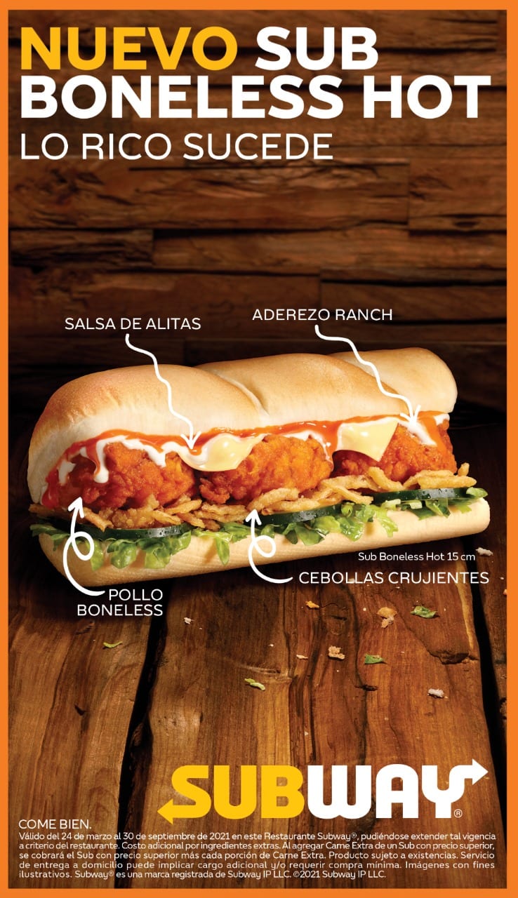 Sub Boneless Hot , el nuevo lanzamiento de Subway