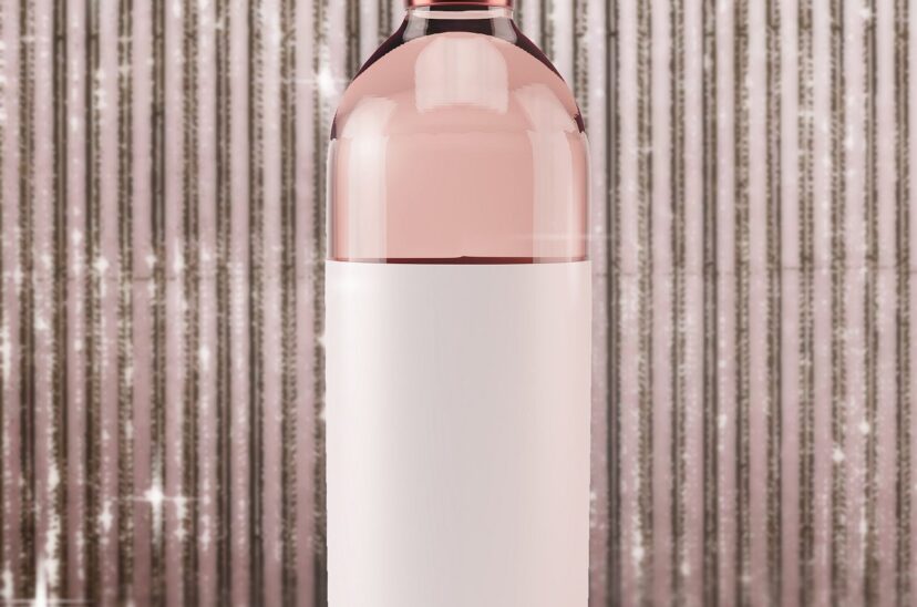 Festive Rosé wine on pink background