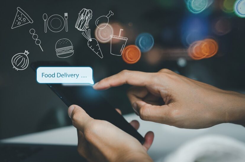 Hand people using smartphones ordering food online food delivery